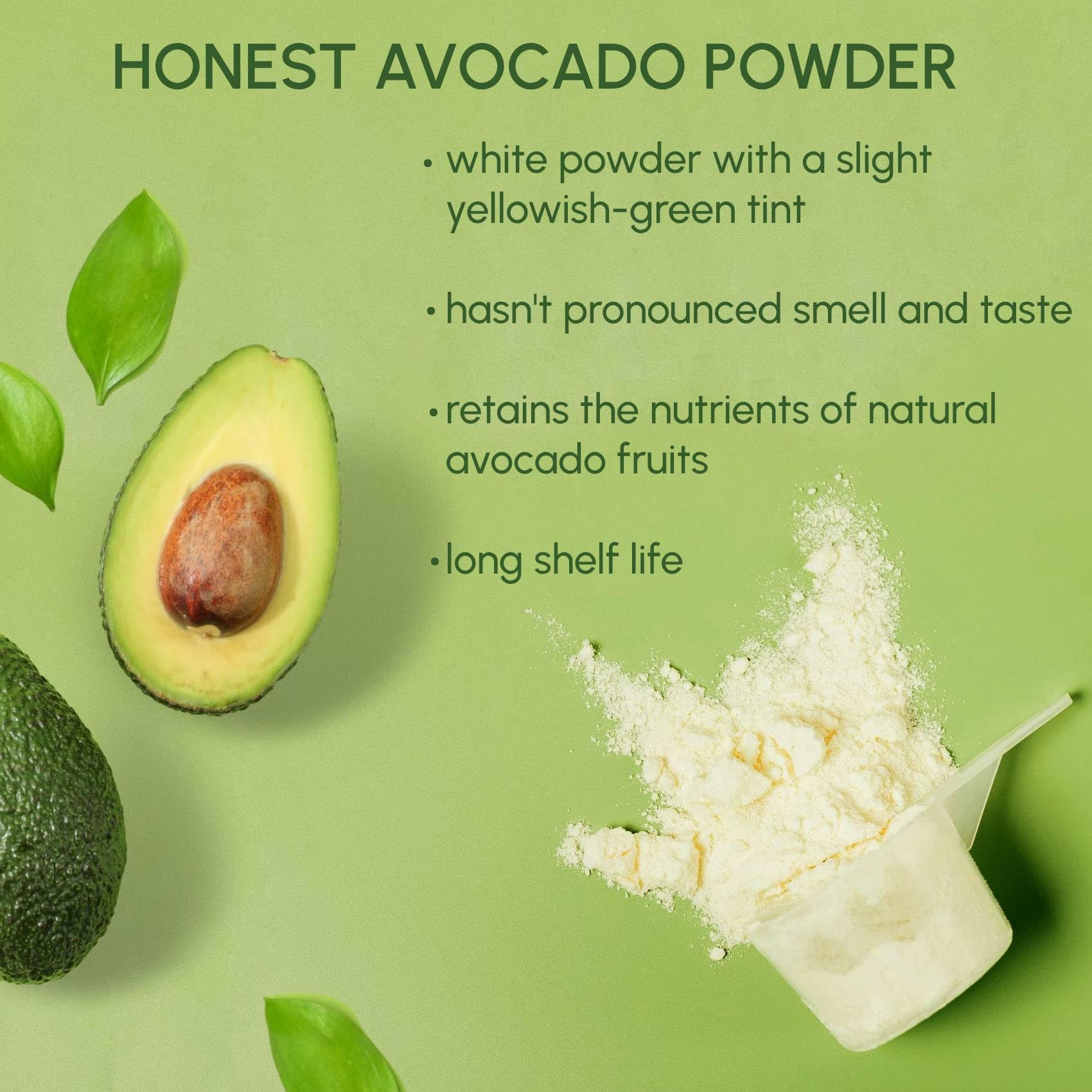 Avocado Powder 8 oz, Natural Avocado Powder for Vitamin Cocktail, Smoothies, Dressing, Salads, Seasonings