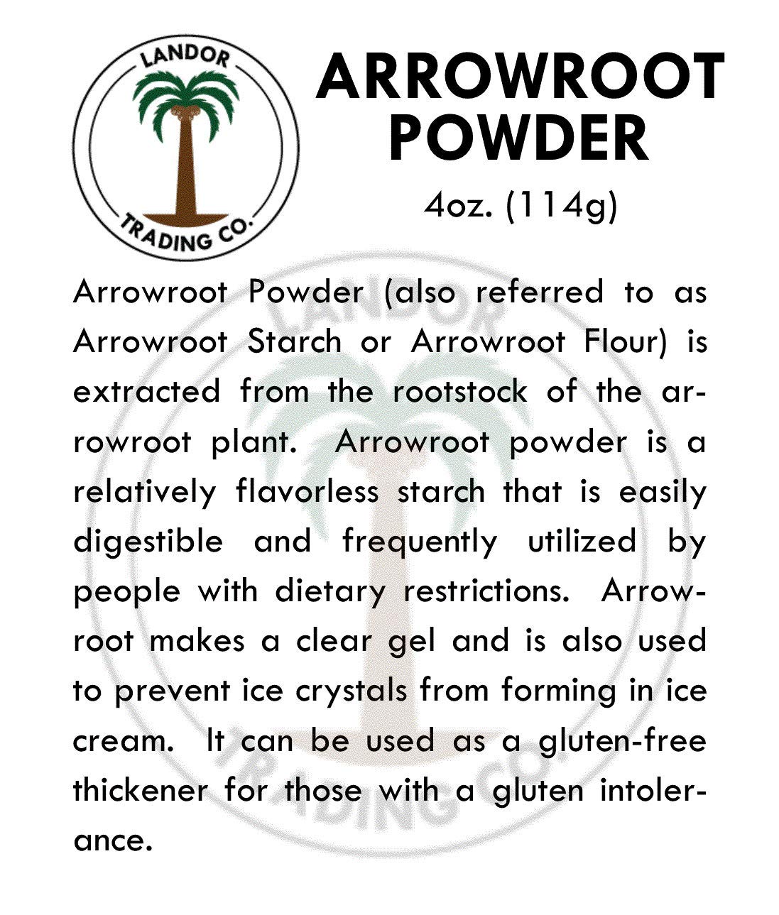 Arrowroot Powder 4 Ounces (1/4 Pound)