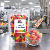 Assorted Fruit Slices - 1 lb of Variety Lemon Cherry Strawberry Orange Bulk Bag of Sugar Coated Chewy Treats
