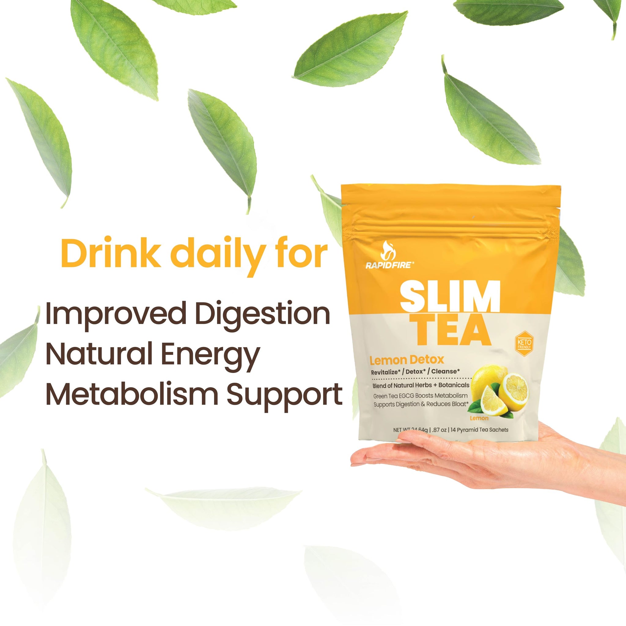 Slim Tea 14 Day Herbal Teatox, Blend of Natural Herbs and Botanicals, Supports Healthy Weight Management, Supports Metabolism, Delicious Lemon Flavor