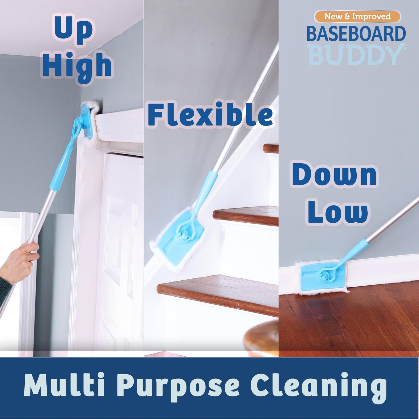 Baseboard Buddy | Lightweight Home Cleaning Essential, Perfect for Baseboards, Moldings & Walls, Glide & Wipe Trapping & Locking Dirt & Dust | As Seen