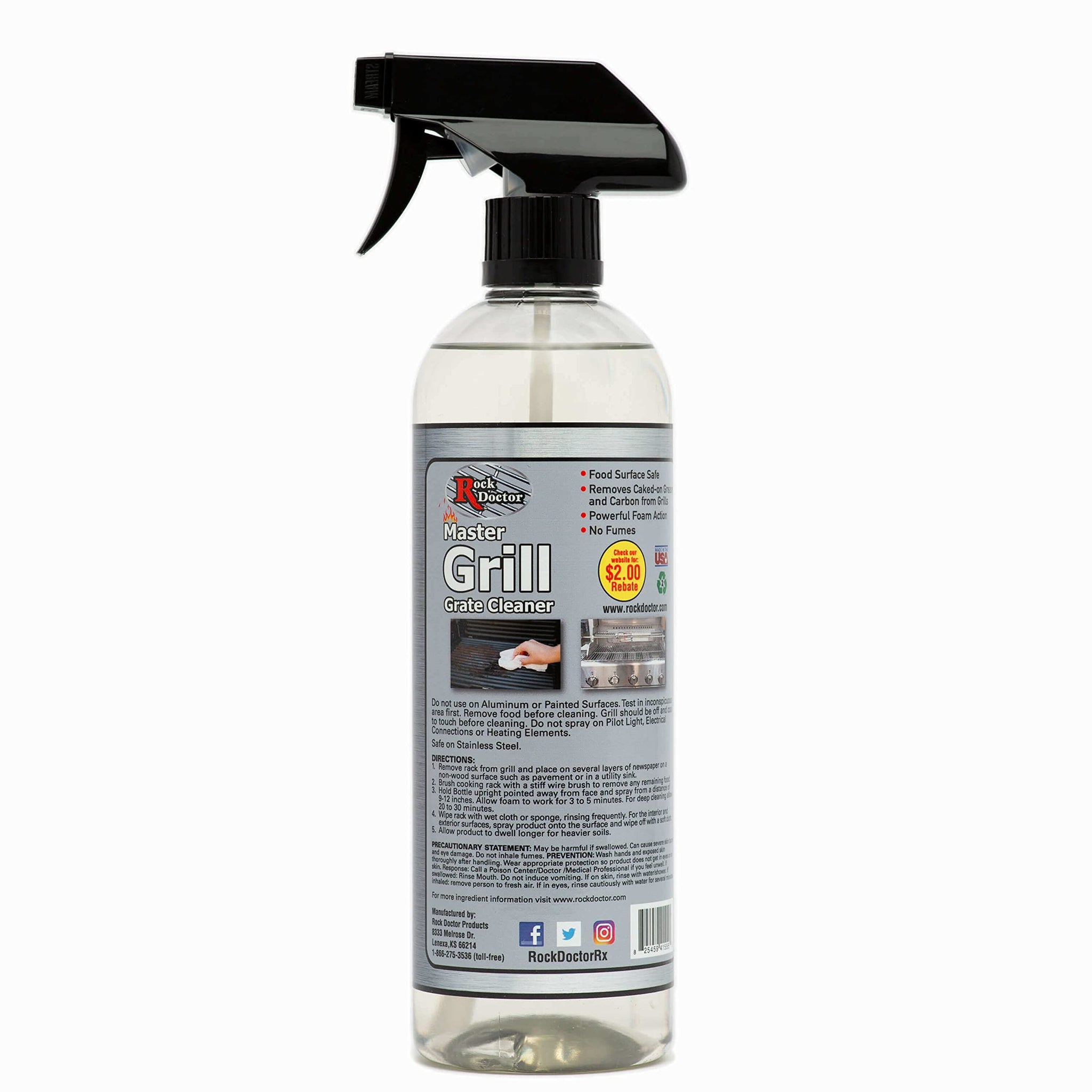 Rock Doctor Master Grill Grate Cleaner, 24 oz. Cleaning Spray for Drip Pans, Oven Grates, Smokers, and Components, Non-Abrasive Liquid Solution