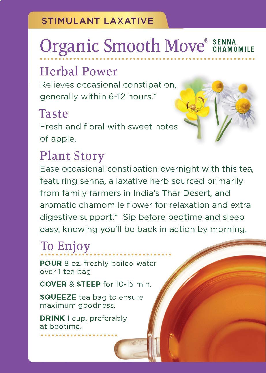 Traditional Medicinals Organic Smooth Move Chamomile Laxative Tea, 16 Tea Bags (Pack of 6)