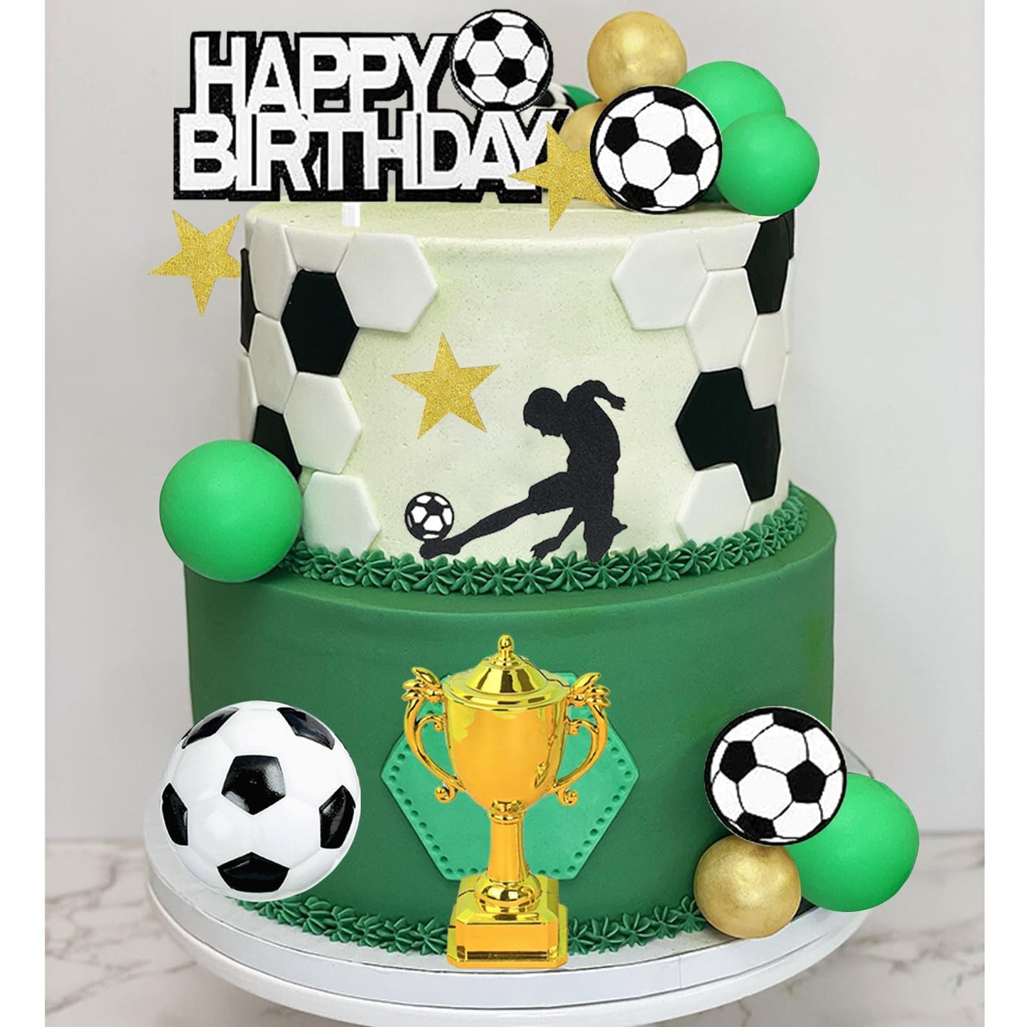 36 PCS Soccer Cake Toppers - Football Cake Decorations for Soccer Theme Party Supplies