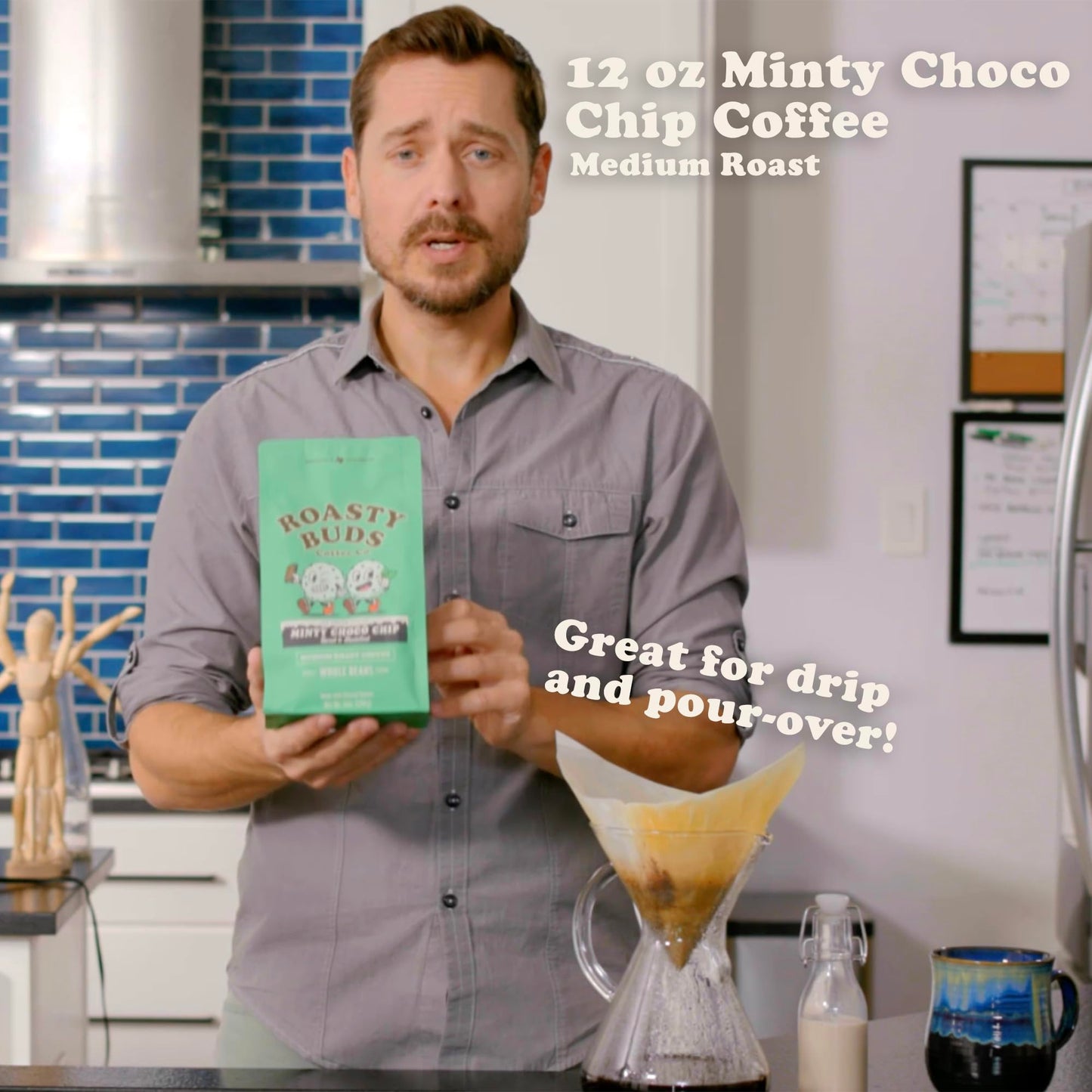 Roasty Buds Minty Choco Chip Ground Coffee | Medium Roast, Natural Mint & Chocolate Flavors (12 oz) | Gluten-Free, Non-GMO (12 Ounce, Minty Choco Chip