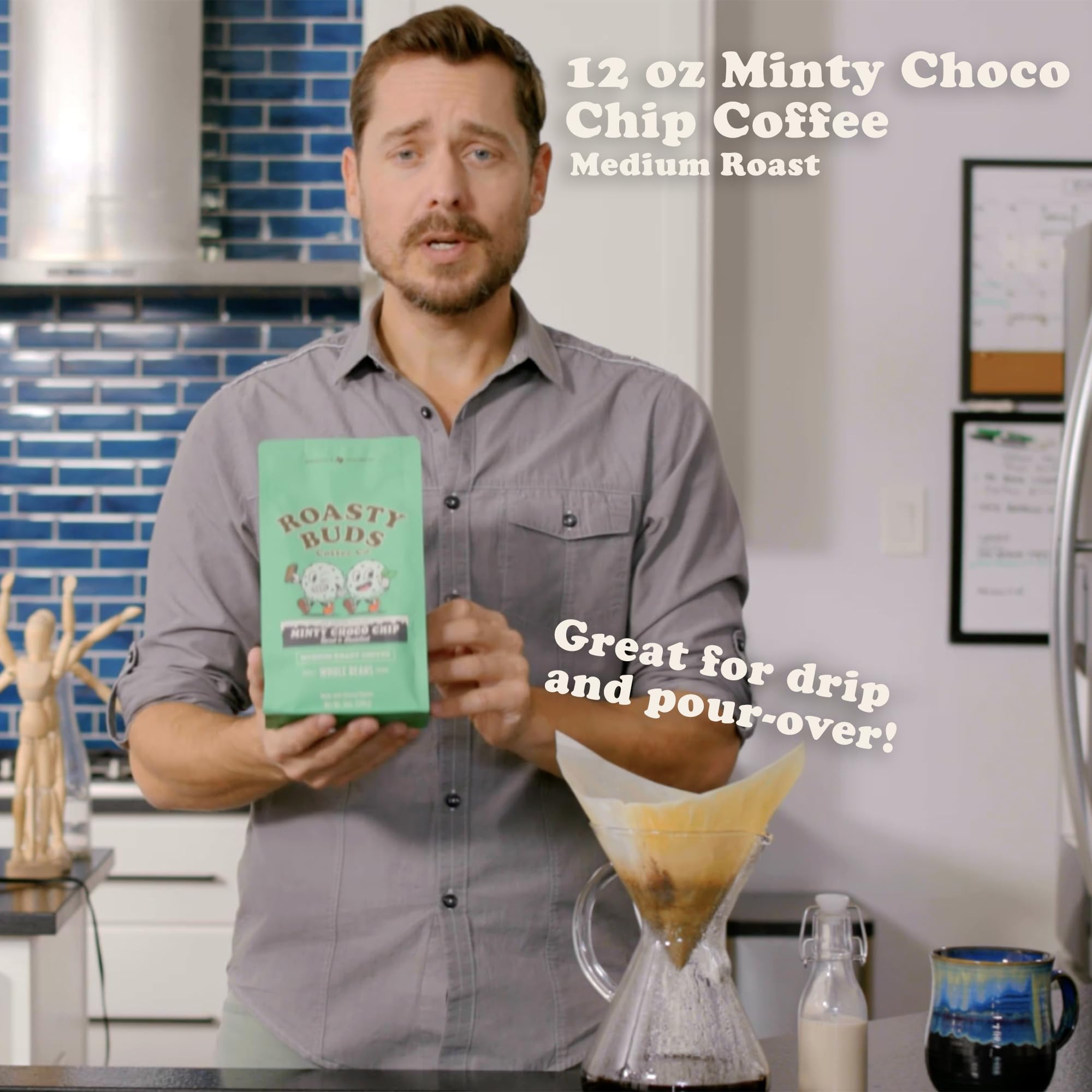 Roasty Buds Minty Choco Chip Ground Coffee | Medium Roast, Natural Mint & Chocolate Flavors (12 oz) | Gluten-Free, Non-GMO (12 Ounce, Minty Choco Chip