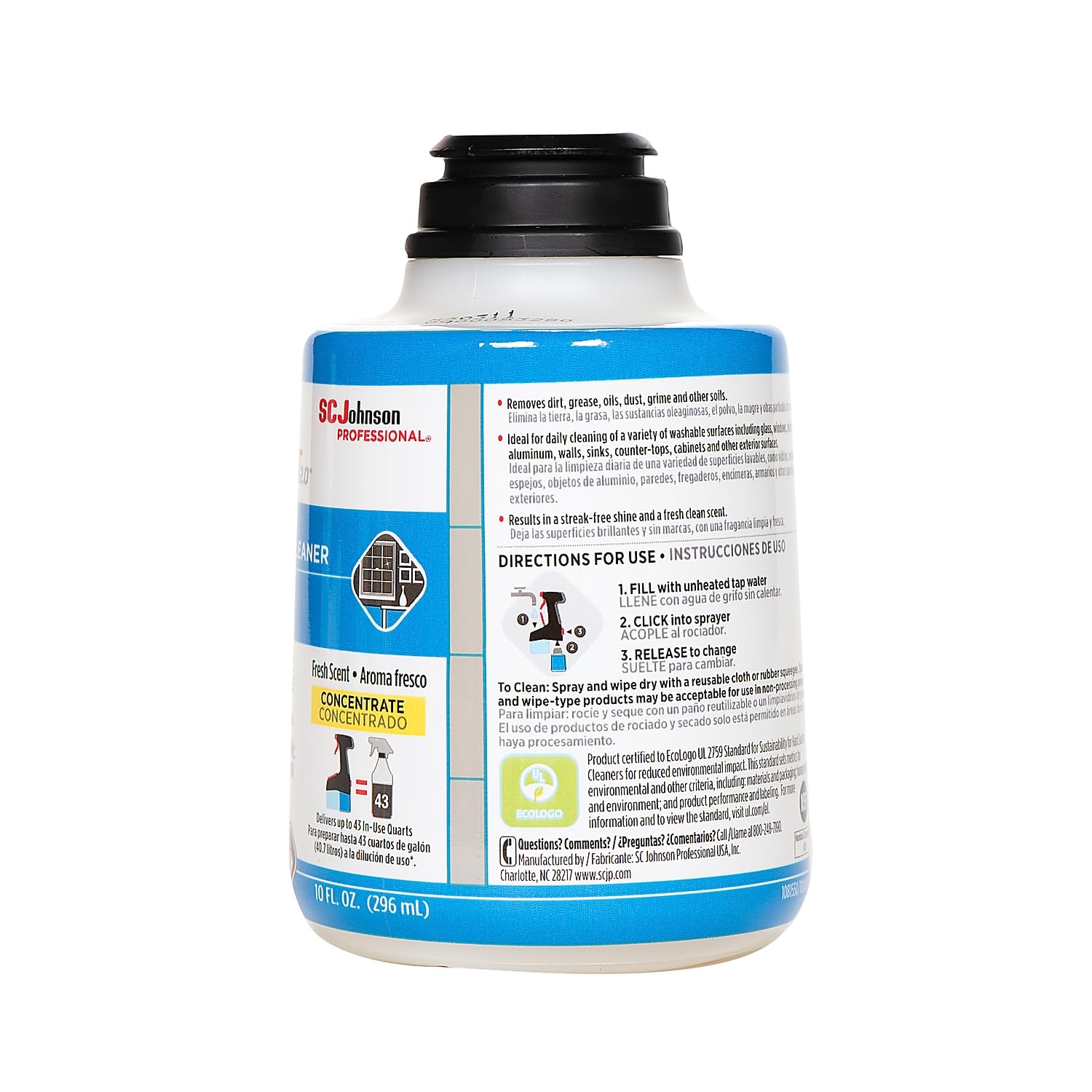 SC Johnson Profesional TruShot 2.0 Glass & Multi-Surface Cleaner, Clean Fresh Scent, 10 oz., 4/Pack (315272)