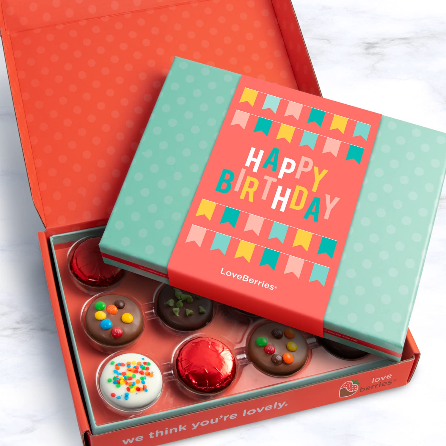 A Gift Inside Birthday Deluxe Chocolate Covered Sandwich Cookies Gift Box