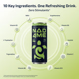 NAD4Me Minty Lime Cellular Energy Drink, Sparkling, Zero Caffeine, 4-Pack