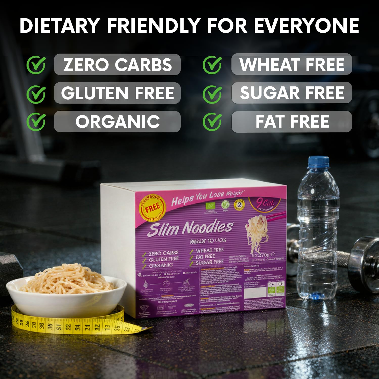 Eat Water Slim Pasta Noodles (Pack of 5, 270g Each) Zero Carbohydrate | Keto, Paleo & Vegan Friendly | Zero Sugar, Low Calorie (9 kcal/100g) Made from