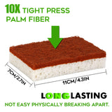 Natural Plant Based Scrub Sponge 12 Pack, Palm Fiber Scrubbing Sponge with Non Scratch Biodegradable Compostable Sponges,Long Lasting No Smell