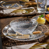 R-kay 100 Pack Clear Plastic Plates - 6.25 IN Hammered Gold Rimmed Sturdy, Durable And Extra Heavy duty Gold Plastic Dessert Plates Disposable - Ideal
