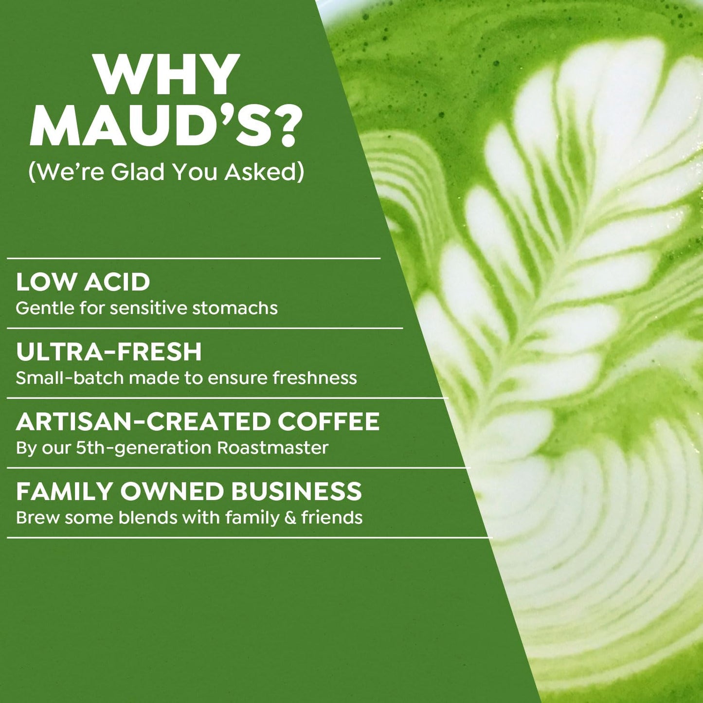 Maud's Instant Matcha Latte Mix, Flavored Drink Mix 10 Servings, 100% Gourmet Blended Tea Leaves, Hot Or Iced Matcha Latte - Just Add Water