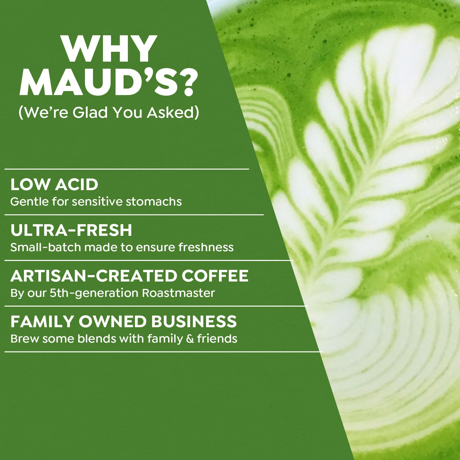 Maud's Instant Matcha Latte Mix, Flavored Drink Mix 10 Servings, 100% Gourmet Blended Tea Leaves, Hot Or Iced Matcha Latte - Just Add Water