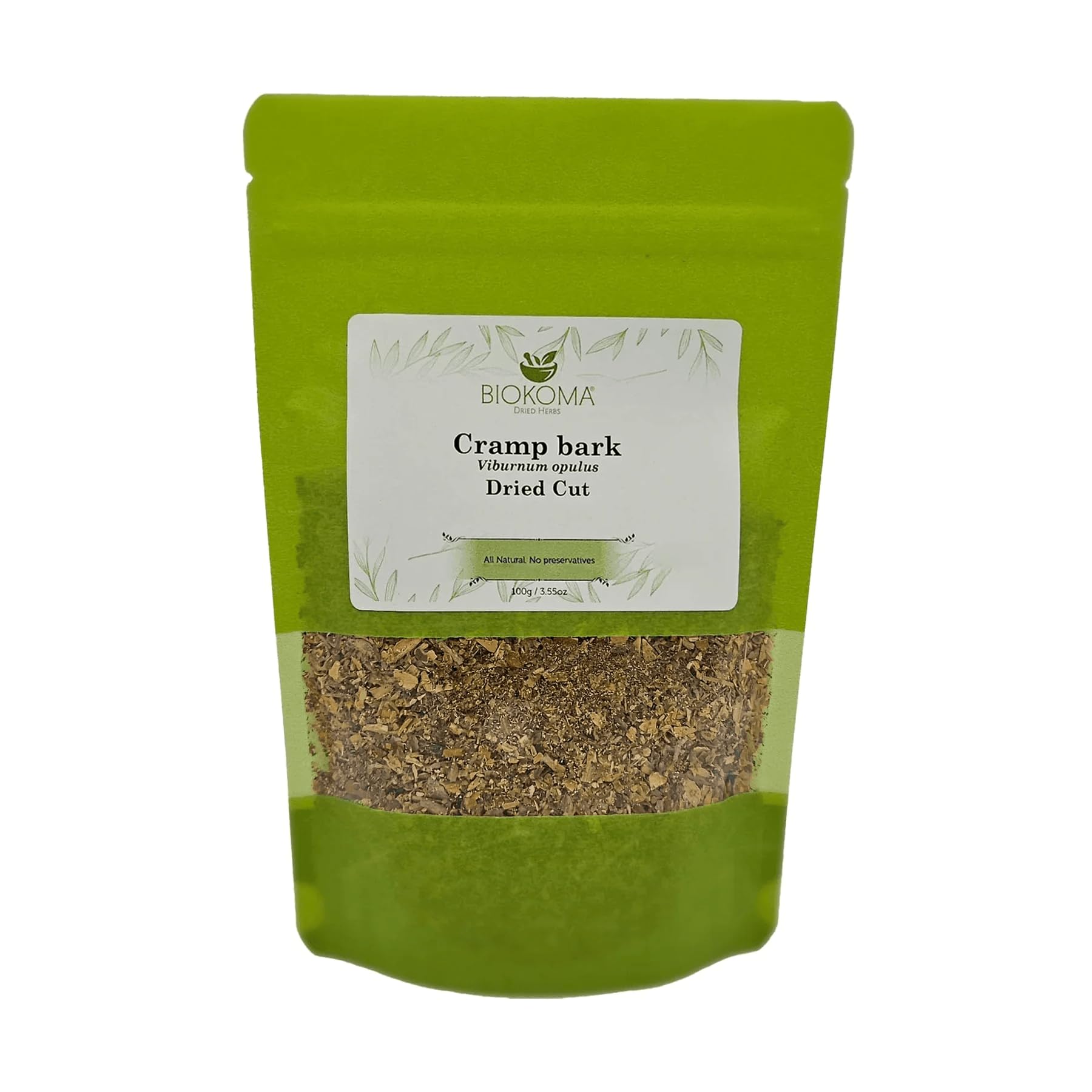 Biokoma Cramp Bark Dried Cut 100g 3.55oz Premium Viburnum Opulus Natural Herbal Tea Muscle Relaxation Menstrual Support Reproductive Health Resealable