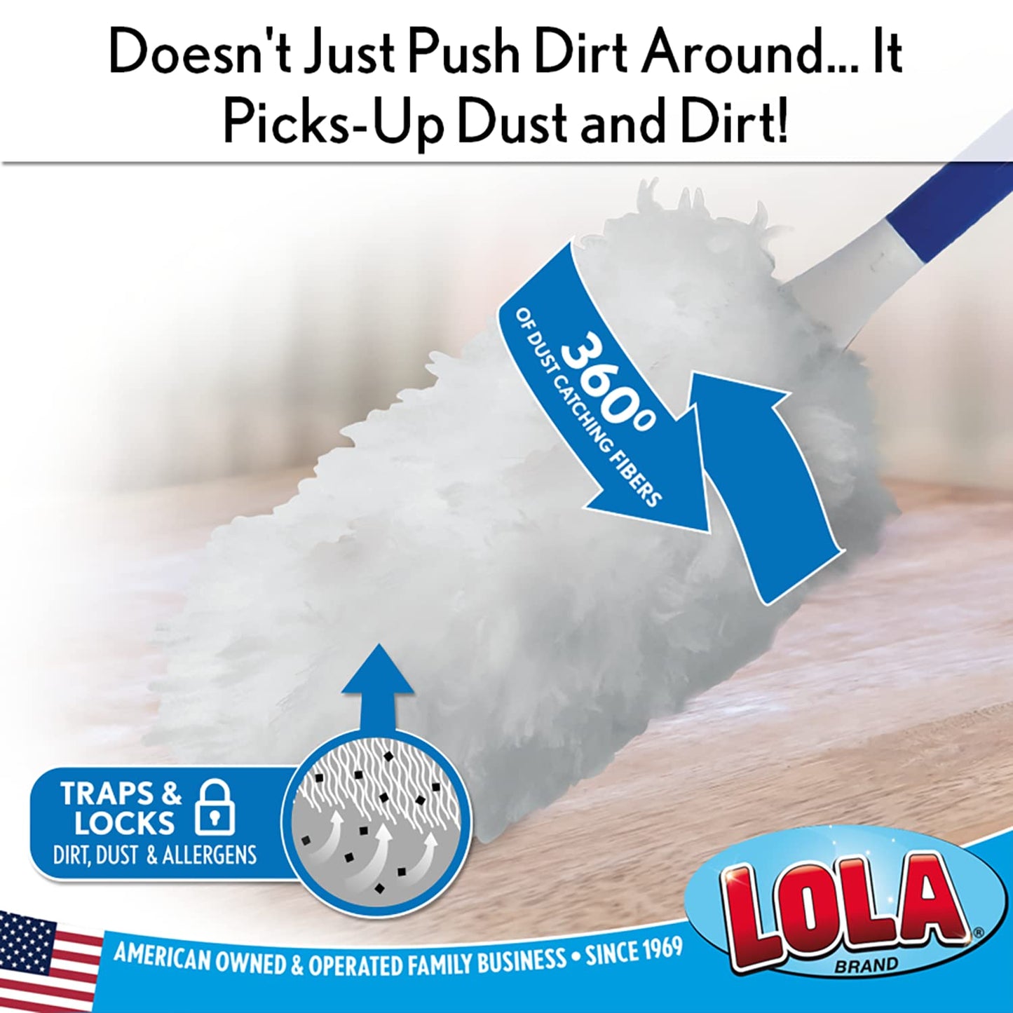 LOLA 360 Duster Refills, 10 Pack, Compatible & Comparable to Swiffer, Traps & Locks More Dust Than Feather Dusters, Attach - Clean - Toss