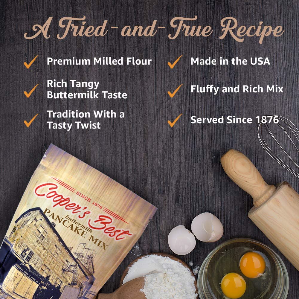 Cooper’s Best: Buttermilk Pancake and Waffle Mix (2.5 LB Bag) - Based On Original 1876 Recipe - An Old Favorite Perfect for Any Time - Premium Milled Flour - Made in the USA - 28 Servings