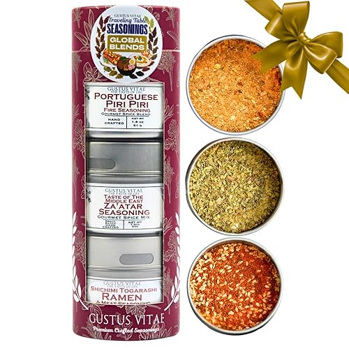 Global Blends: The Traveling Table Seasonings | Gift Packaged Set of 3 Spice Blends | All Natural, Non GMO | Gourmet Infused Spice & Herb Blends |