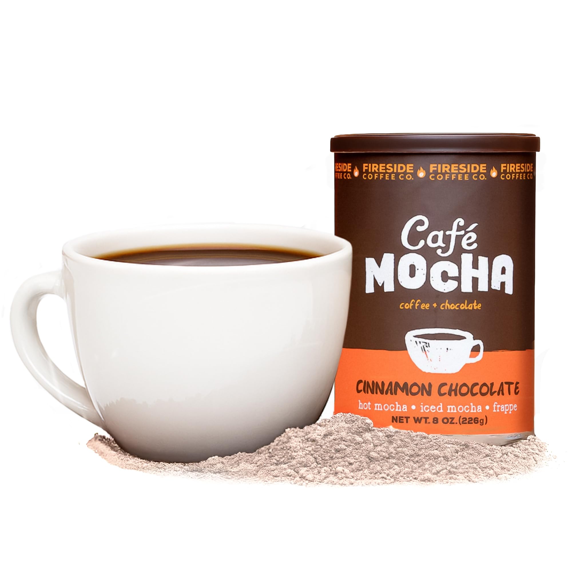 Fireside Coffee Cinnamon Chocolate Cafe Mocha - Instant Coffee Chocolate Blend - Premium Caffeinated Drink Mix for Hot, Iced, Milkshake, and Mocha