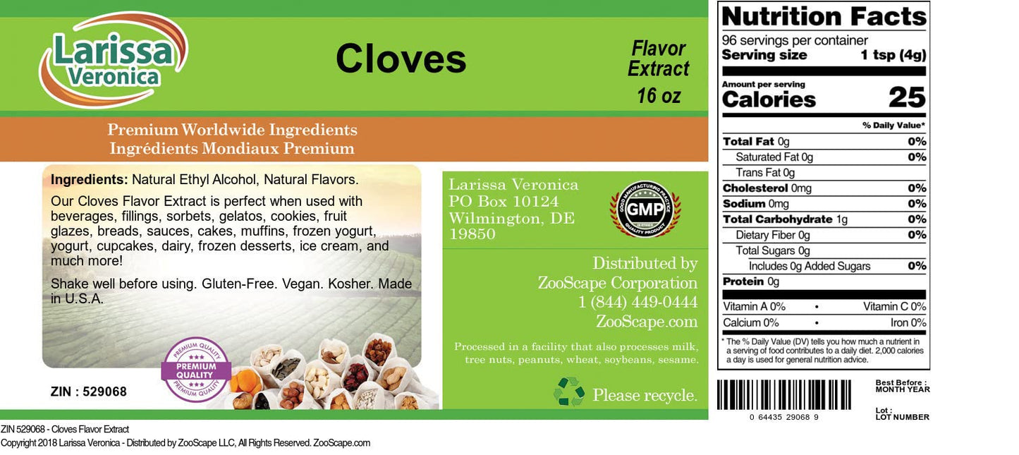 Cloves Flavor Extract (16 oz, ZIN: 529068)
