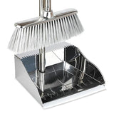 GLOHOO Indoor Soft Bristles Broom and Dustpan Angle Sweeping Dustpan and Broom with Long Handle for Kitchen Hardwood Floor Cleaning