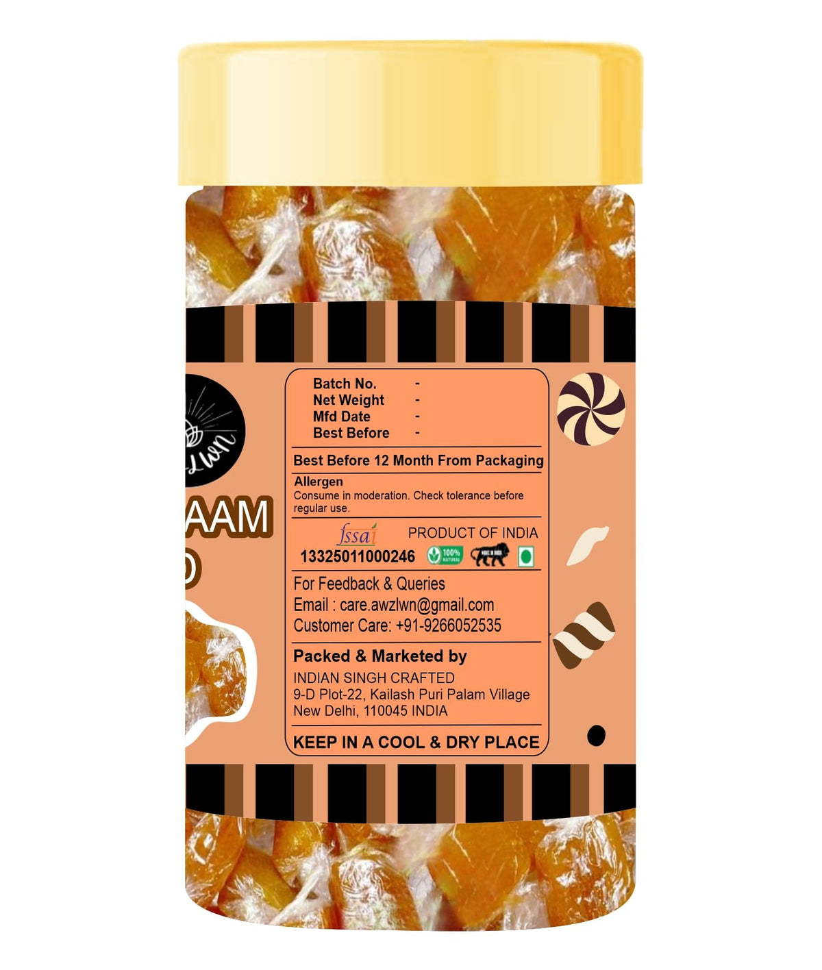 Awzlwn Indian Taste Candy (7.05 OZ / 200 GM, Meetha Aam Papad)