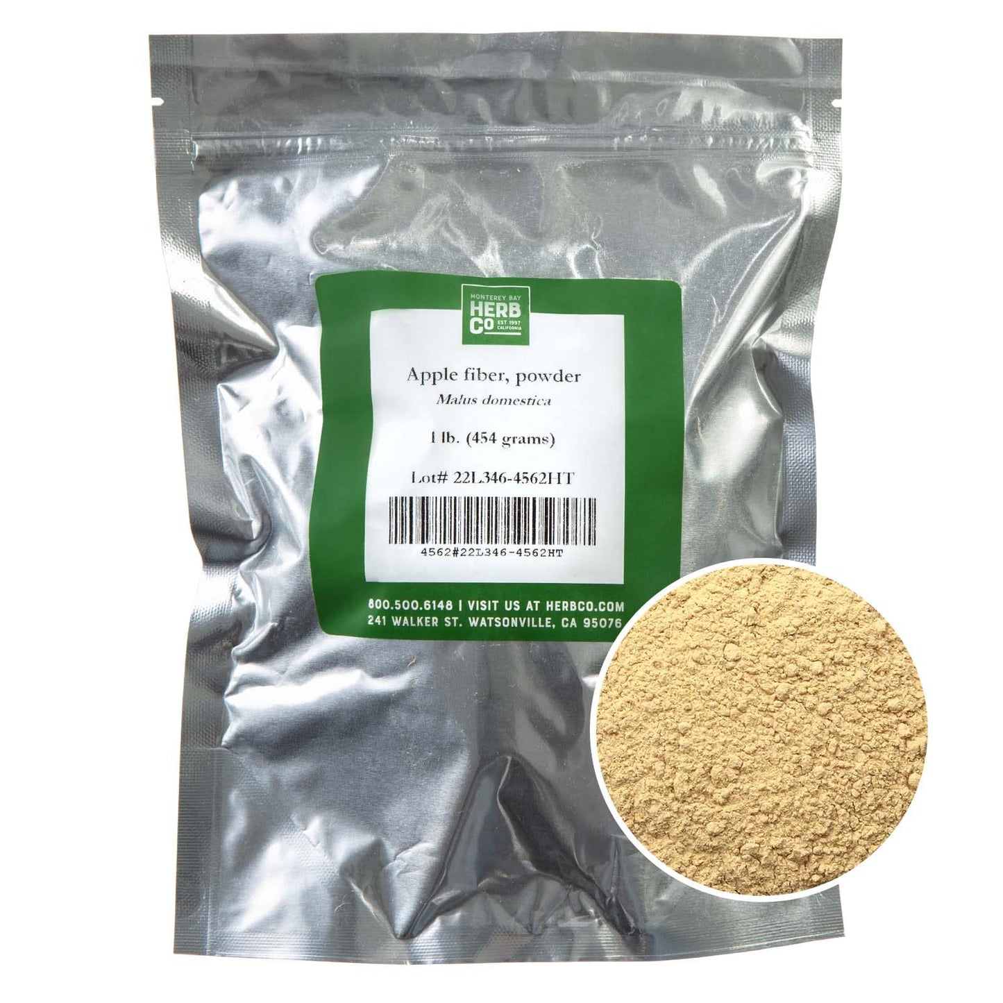 Apple Fiber Powder, by Herb Co, Malus Domestica, From the USA, for Baking, Thickening Soups & Sauces, Beverages, Encapsulation, Face Masks,1 lb