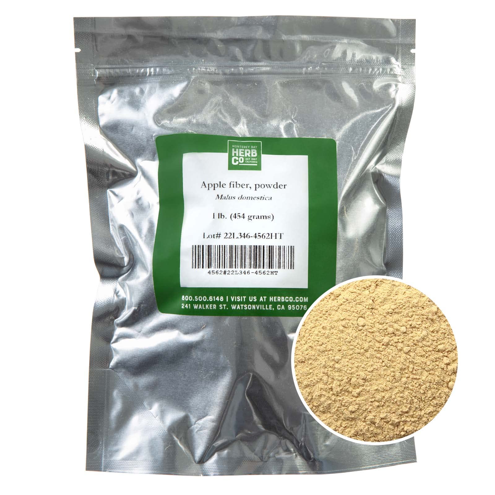 Apple Fiber Powder, by Herb Co, Malus Domestica, From the USA, for Baking, Thickening Soups & Sauces, Beverages, Encapsulation, Face Masks,1 lb