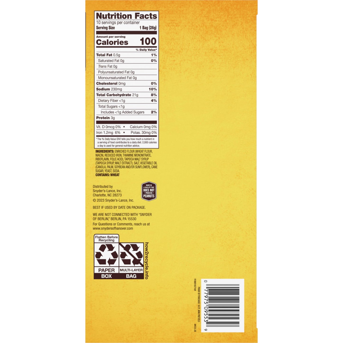 Snyder's of Hanover Mini Pretzels, 10 Count 0.92 Oz