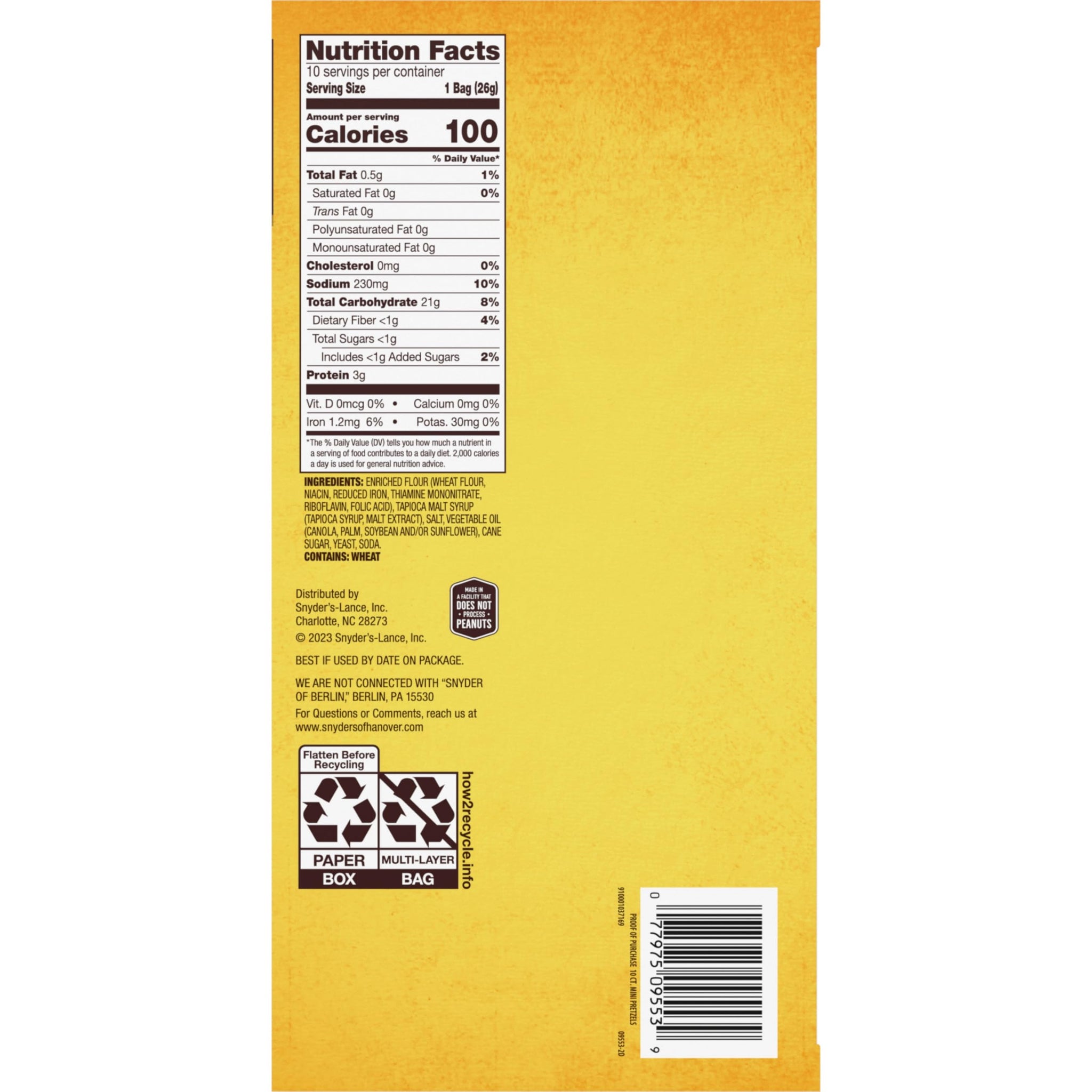 Snyder's of Hanover Mini Pretzels, 10 Count 0.92 Oz