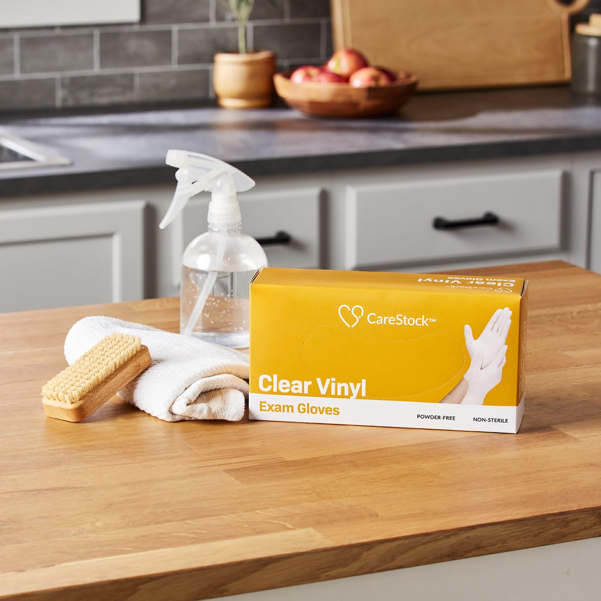 CareStock Clear Vinyl Exam Gloves [100 Count] Disposable, Powder-Free, Latex-Free, Food Safe, Medical Grade, Large