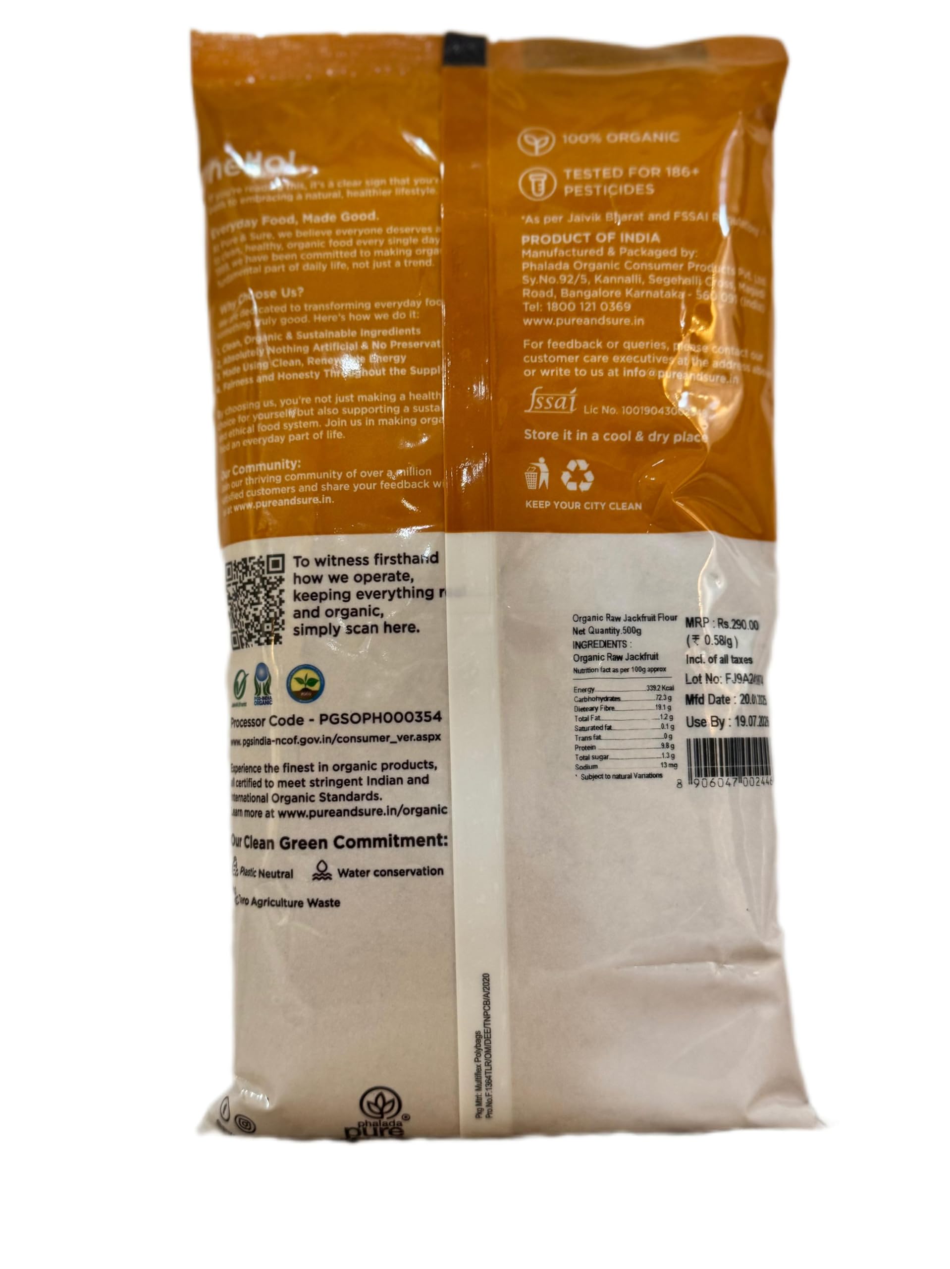 Pure Organik Raw Jackfruit Flour Aaata (1000Gm / 35.28oz)
