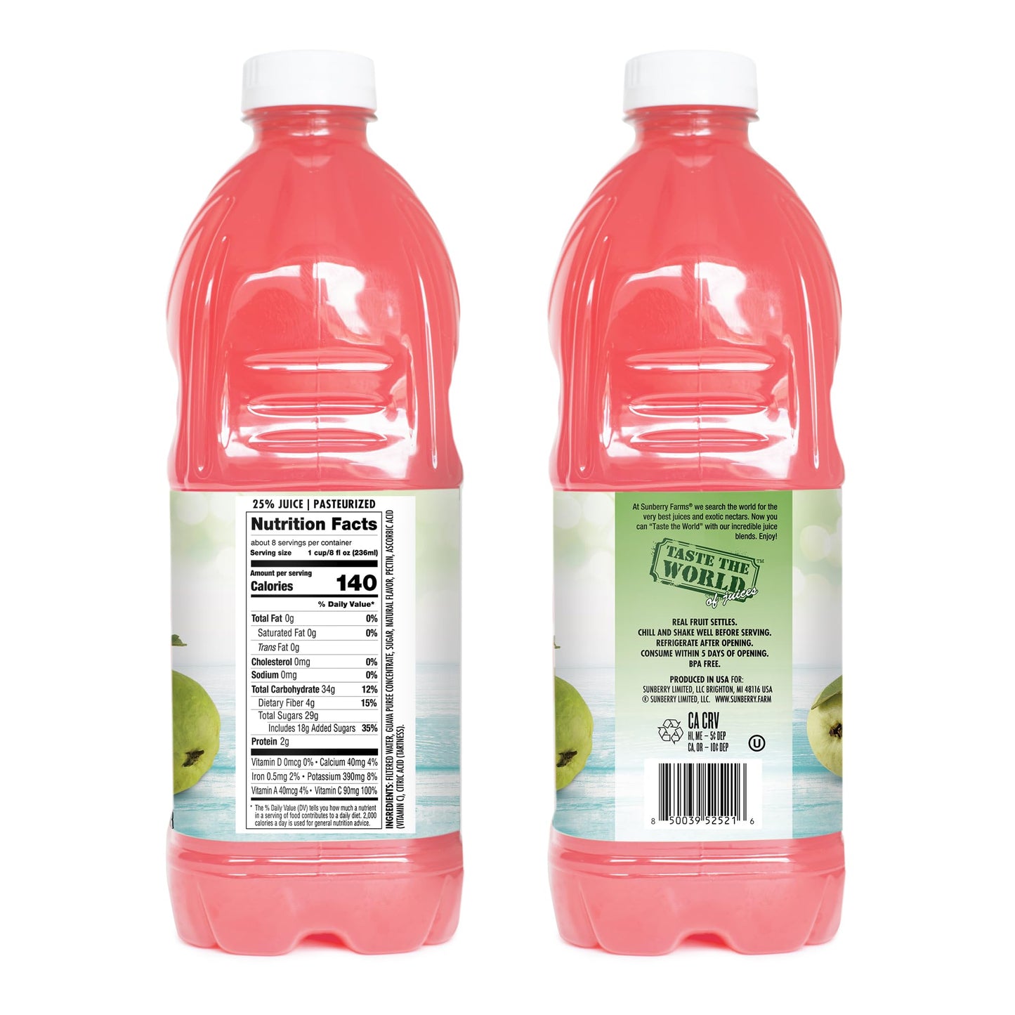 Sunberry Farms Guava Nectar, 64 fl oz Bottle | Exotic Tropical Juice Drink | Non-GMO, No High Fructose Corn Syrup | Refreshing Guava Beverage
