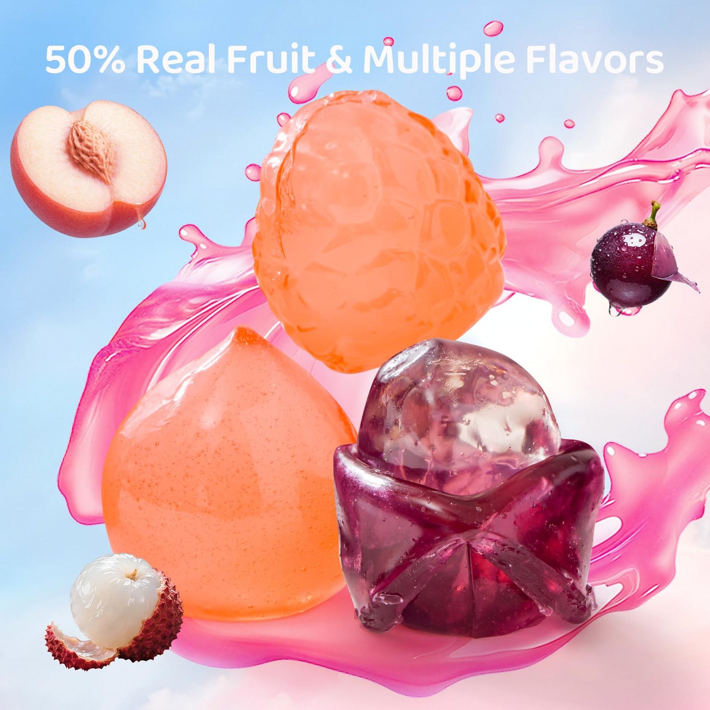 GummyGlow Peelable Fruity Gummy Candy, 8.1oz (230g) Box, 45-55 Individually Wrapped Chewy Candies, Fun to Peel, Perfect for Sharing, Party Favors