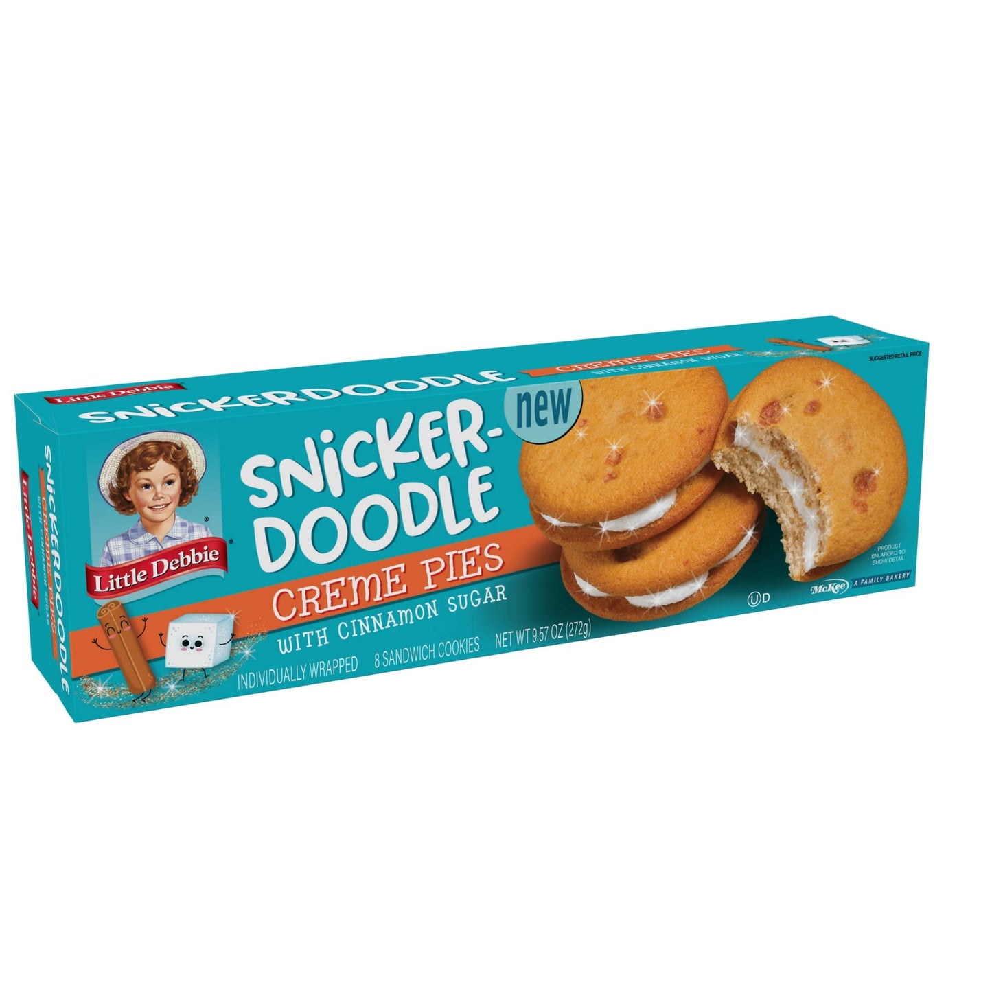 Little Debbie Snickerdoodle Creme Pies with Cinnamon Sugar - Pack of 4 Boxes with 8 Pies Each - 32 Total Cookie Pies, 8 Count (Pack of 4), 9.57