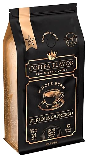Espresso Coffee Beans - Medium Roast, Organic, Single Origin, 100% Arabica - Bold Flavor & Smooth Finish - Furious Espresso by Coffea Flavor