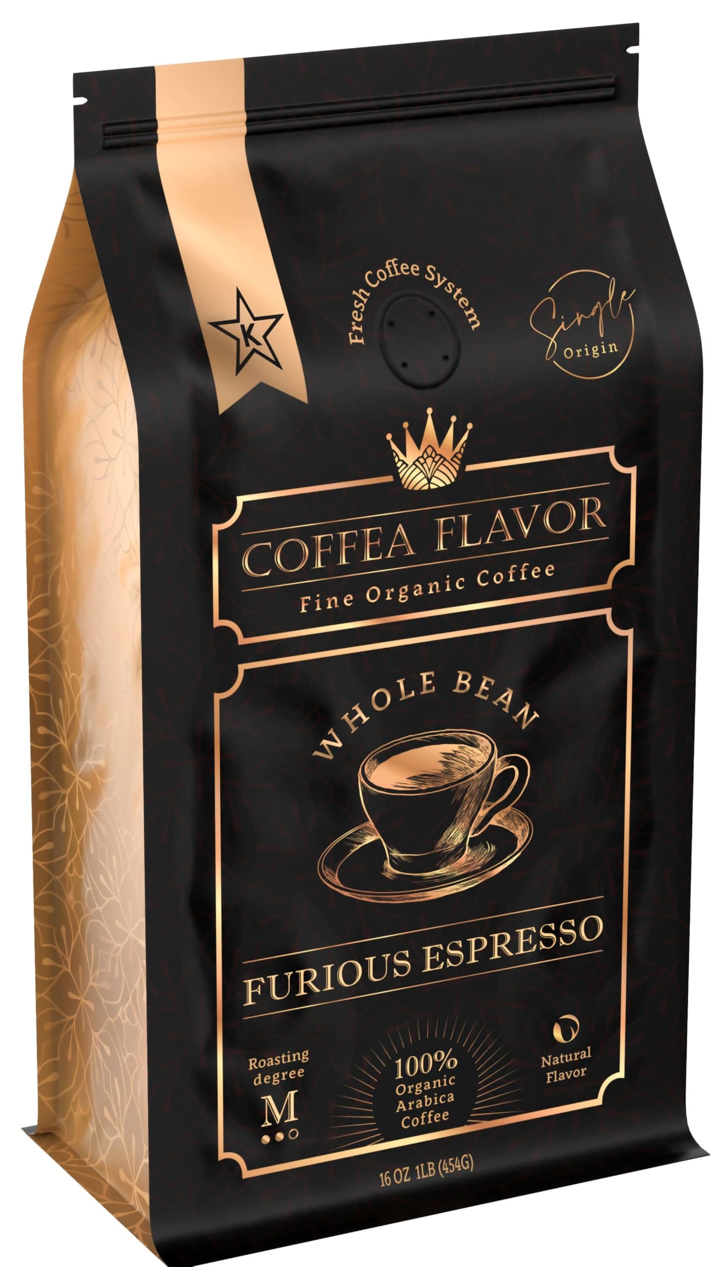 Espresso Coffee Beans - Medium Roast, Organic, Single Origin, 100% Arabica - Bold Flavor & Smooth Finish - Furious Espresso by Coffea Flavor