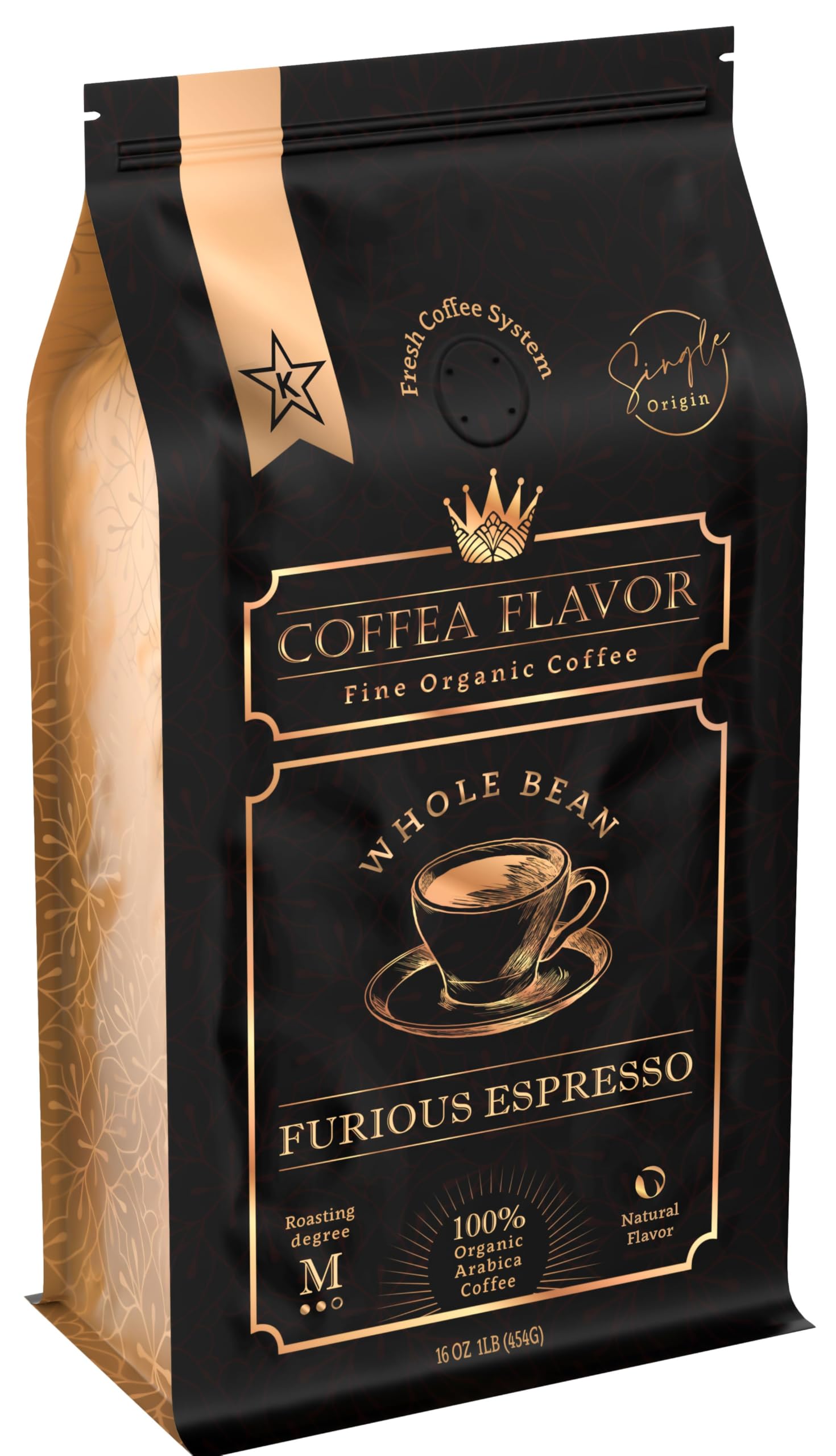 Espresso Coffee Beans - Medium Roast, Organic, Single Origin, 100% Arabica - Bold Flavor & Smooth Finish - Furious Espresso by Coffea Flavor