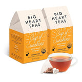 Big Heart Tea Co. Ginger Turmeric Tea, Certified Organic Tea Bags (20 Count) Herbal Caffeine Free Blend with Adaptogenic Tulsi, Peppercorn, Cinnamon