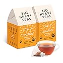 Big Heart Tea Co. Ginger Turmeric Tea, Certified Organic Tea Bags (20 Count) Herbal Caffeine Free Blend with Adaptogenic Tulsi, Peppercorn, Cinnamon