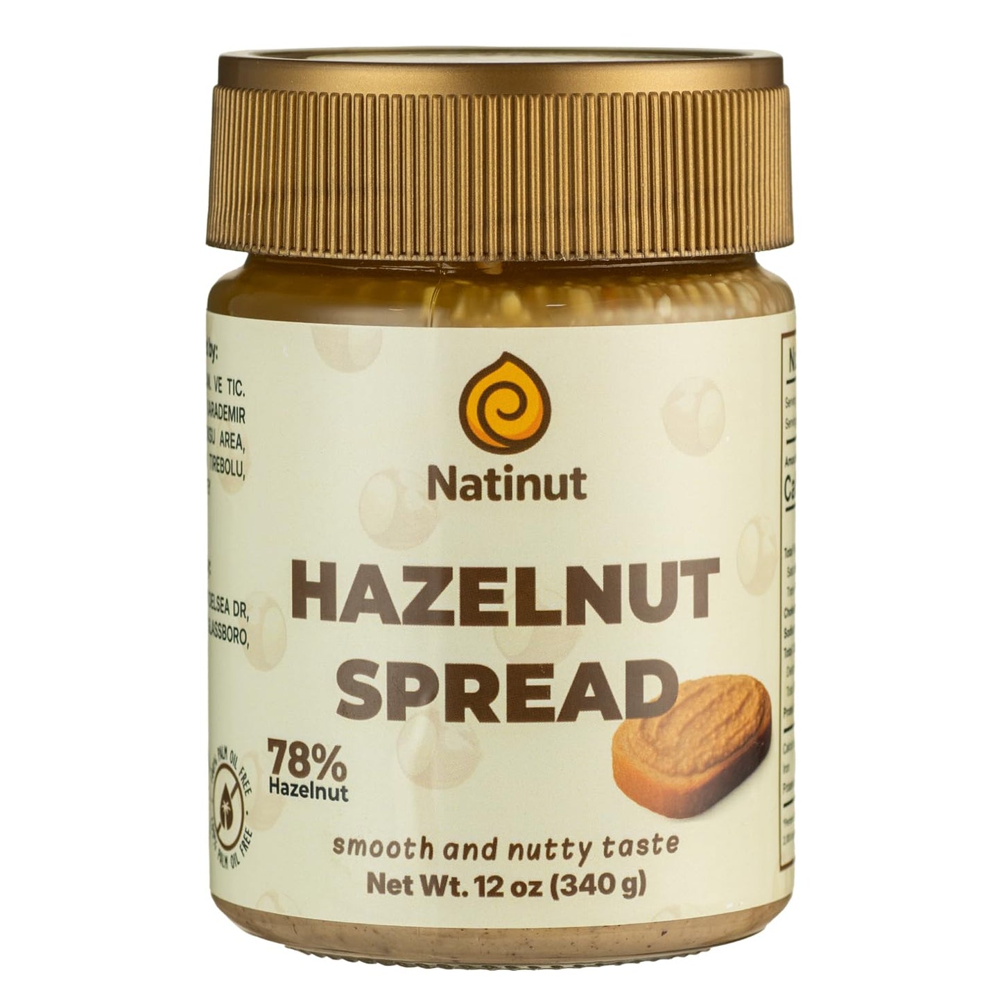 Natinut 78% Hazelnut Paste - Natural Crunchy Hazelnut Butter with Real Nut Pieces, Roasted, Glucose-Free, Vegan, Palm Oil Free - Premium Hazelnut
