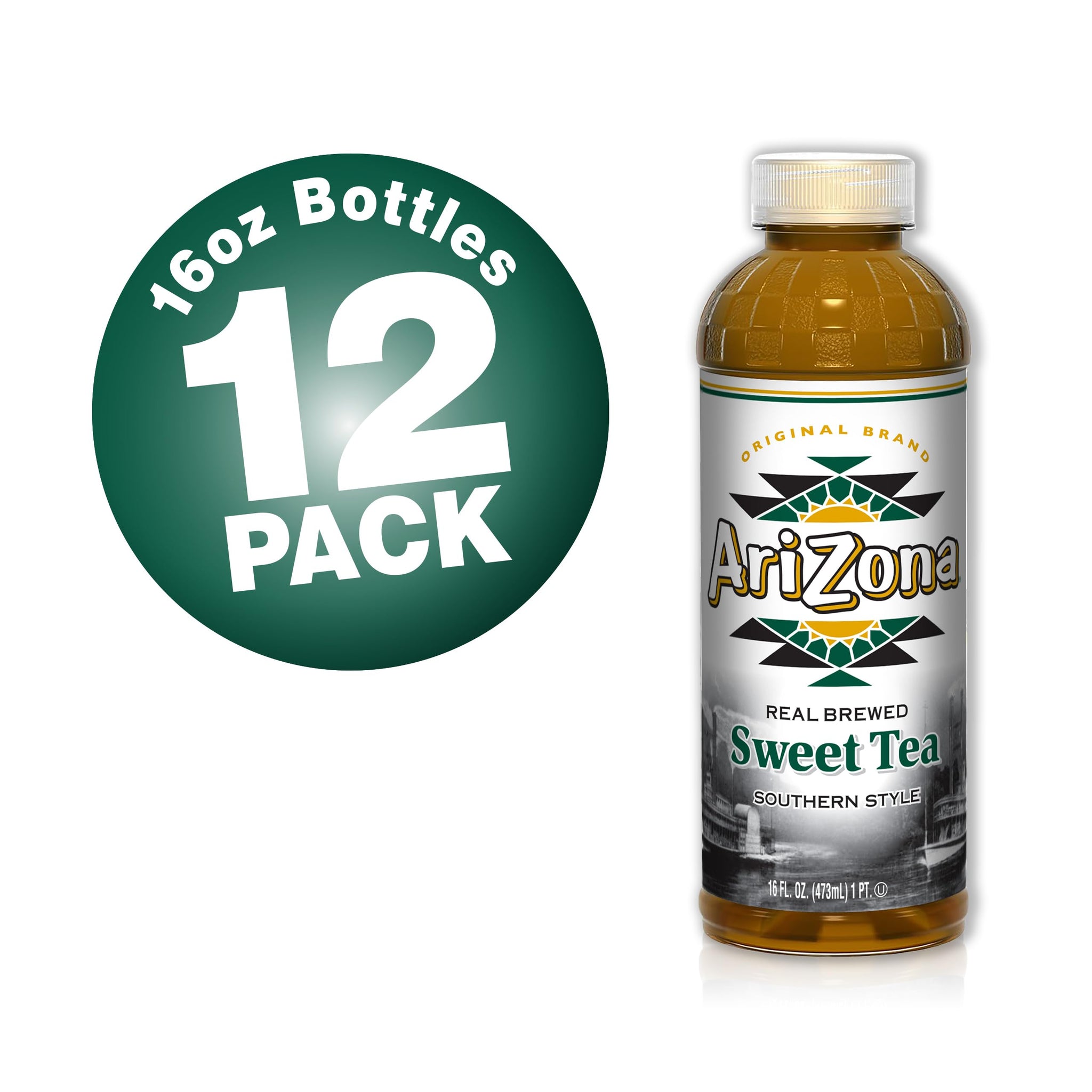 AriZona Southern Style Sweet Tea, Premium Brewed, 16 Fl Oz (Pack of 12)