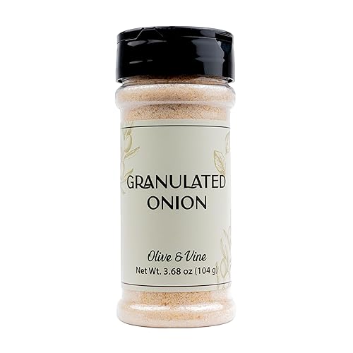 Olive & Vine Granulated Onion, Savory Flavor, Seasoning for Soups, Stews, and Sauces, Rich Tradition, Authentic Taste, For Global Recipes (3.68 Ounce)