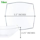 PLASTICPRO Disposable Square Serving Bowls, Party Snack or Salad Bowl, Plastic Clear or White Pack of 4 (16 OUNCE, Clear)