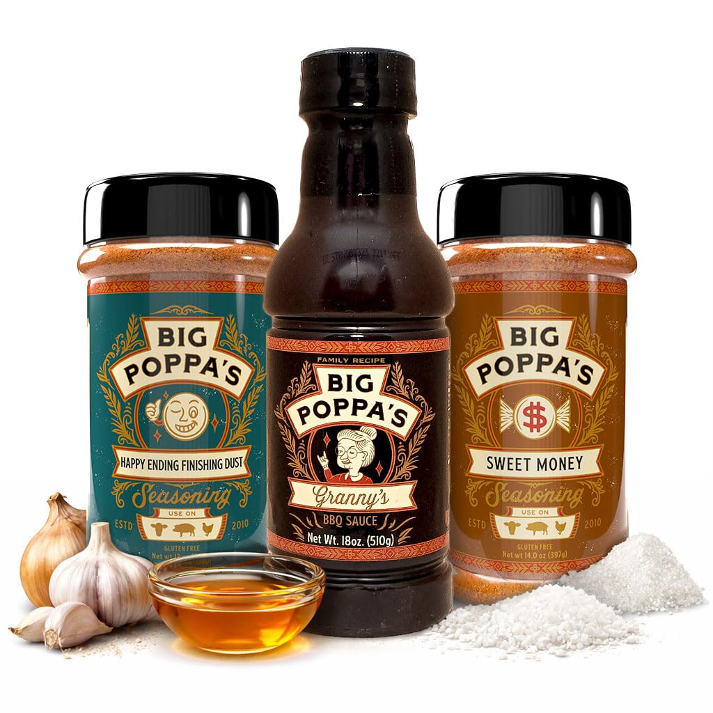 Big Poppa's Pork BBQ Seasoning & Sauce Bundle - Sweet Money, Granny’s BBQ Sauce & Happy Ending | Ribs & Pulled Pork