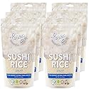 Sushi Rice (16 Oz/Bag x 6 Pack) - White Sticky Short Grain - Vegan, Non-GMO, Made In USA, Sushi, Rice Ball, And Everyday Japanese Dishes - Resealable Packaging