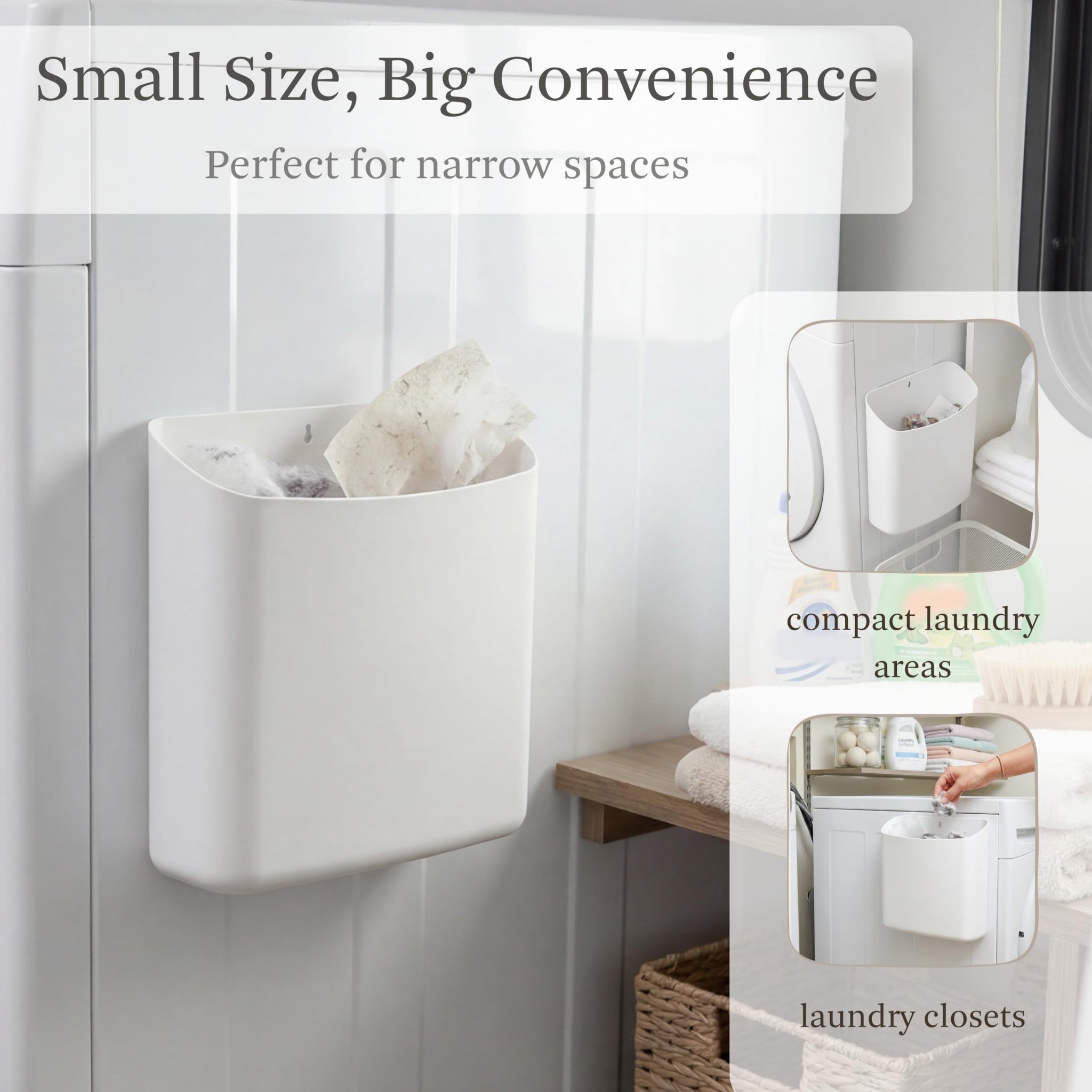 MONJITA Lint Bin for Laundry Room, Magnetic Lint Trash Can for Dryer, Modern Lint Holder, Lint Box for Laundry Room Organization, Wall Mounted Trash