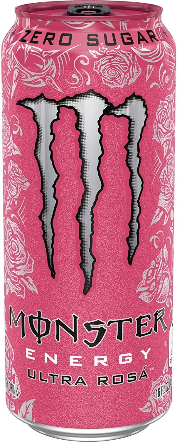 Monster Energy Drink Zero Ultra Variety - Paradise, Violet, Rosa, Fiesta 16 ounce (Pack of 16) and Stinger Pomegranate Passionfruit Chews