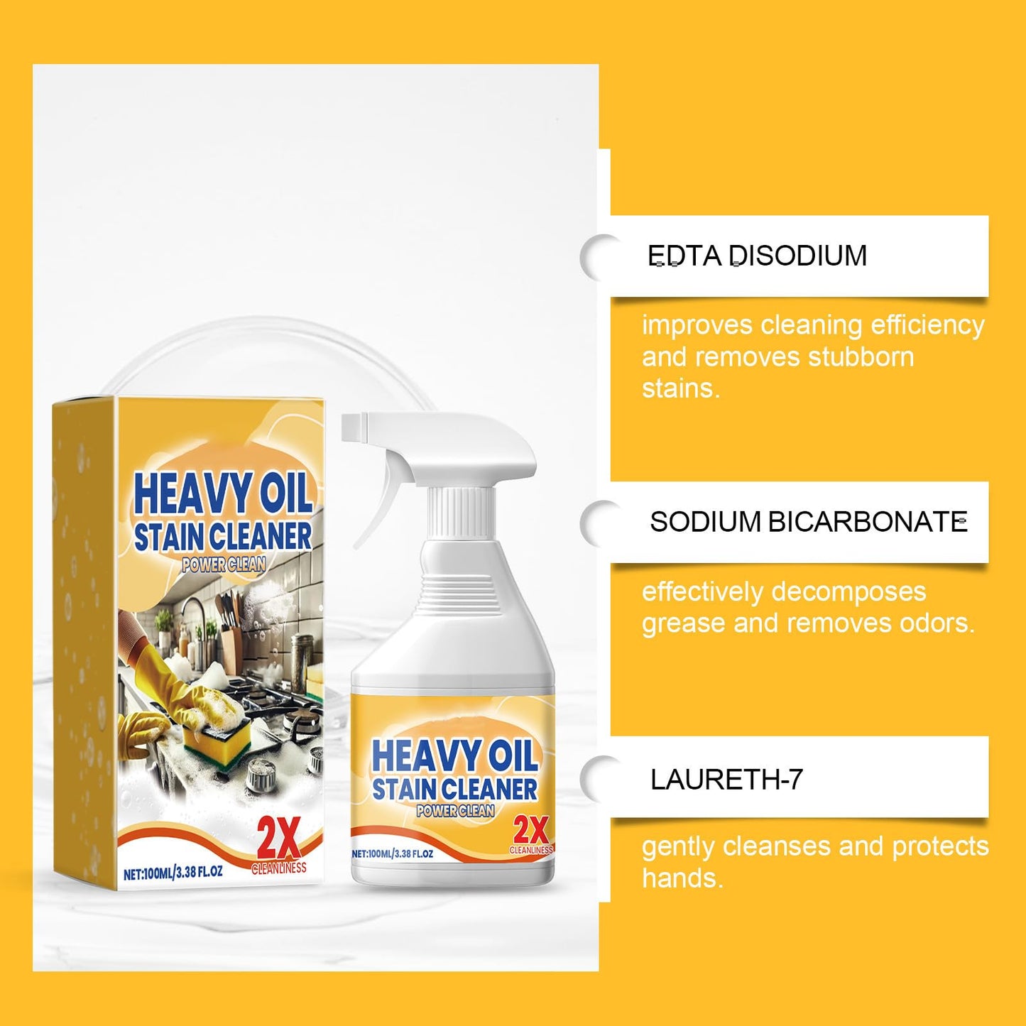 Chowye Heavy Duty Degreaser Cleaner Spray, Powerful Clean Up Kitchen Oil Stains Spray, Kitchen Heavy Oil Cleaning Agent, All Purpose Household