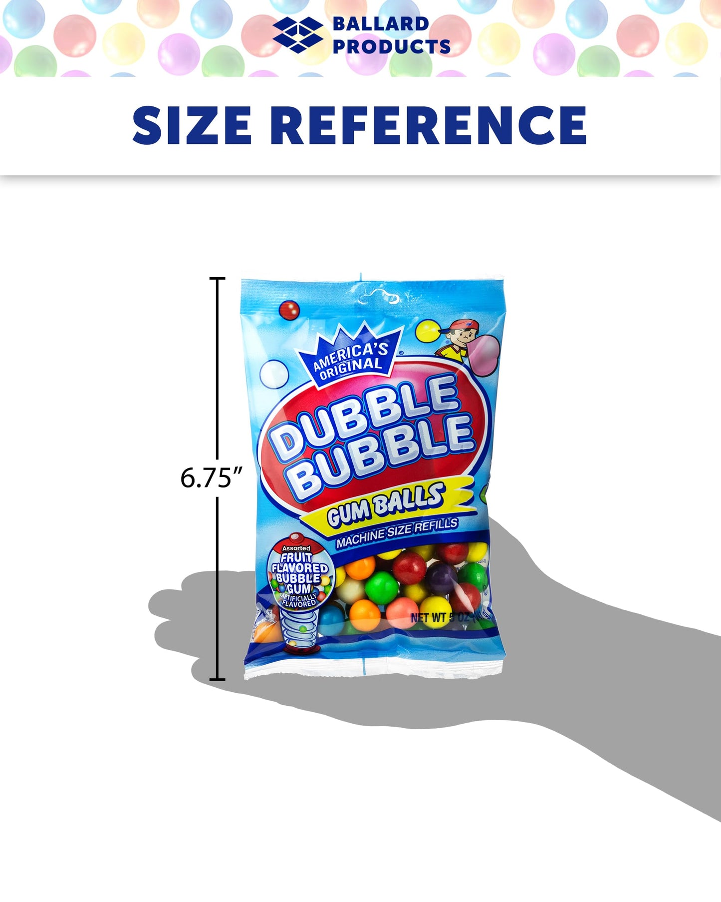 Dubble Bubble Bubble Gum Refill Pack - 3 Bags of Dubble Bubble Gumballs - 5oz Each - Dubble Bubble Gumball Machine Refill - Bundle With Ballard